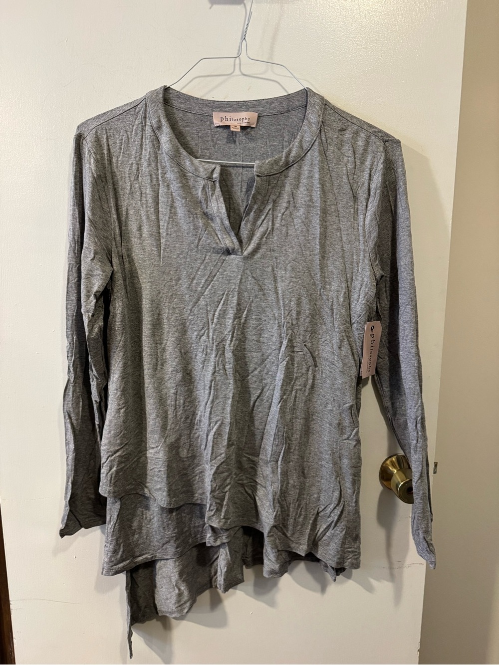 NWT Philosophy Republic Clothing Parker Gray Asymmetrical Tunic Top Medium